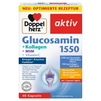 Doppelherz aktiv Glukozamin 1550 Prednji pogled Retuširani prednji pogled Zadnji pogled Pogled sa leve strane Pogled sa desne strane