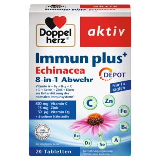 Doppelherz aktiv Imun plus+ Echinacea Prednji pogled Retuširani prednji pogled Zadnji pogled Pogled sa leve strane Pogled sa desne strane