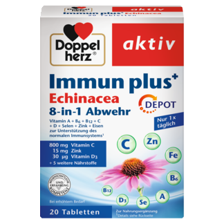 Illustration of the product packaging Doppelherz aktiv Imun plus+ Echinacea front view