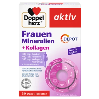 Doppelherz aktiv Minerali i vitamini za zene Prednji pogled Retuširani prednji pogled Zadnji pogled Pogled sa leve strane Pogled sa desne strane