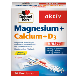Illustration of the product packaging Doppelherz aktiv Magnezijum + Kalcijum + D3 DIRECT front view
