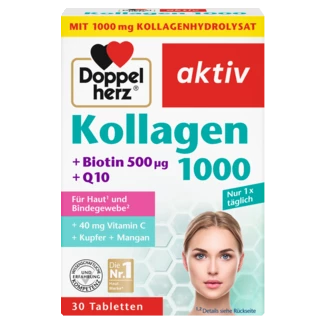 Doppelherz aktiv Kolagen 1000 Prednji pogled Retuširani prednji pogled Zadnji pogled Pogled sa leve strane Pogled sa desne strane
