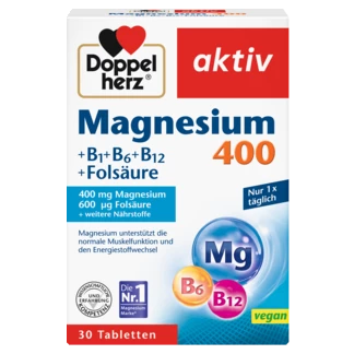 Doppelherz aktiv Magnezijum 400 Prednji pogled Retuširani prednji pogled Zadnji pogled Pogled sa leve strane Pogled sa desne strane