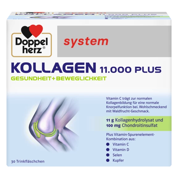Doppelherz system KOLAGEN 11.000 PLUS  Prednji pogled Retuširani prednji pogled Zadnji pogled Pogled sa leve strane Pogled sa desne strane